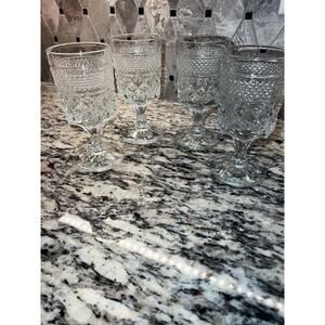 Anchor Hocking Wexford Wine Juice Goblets 5 3/8" Clear Glass Set of 4 Vintage